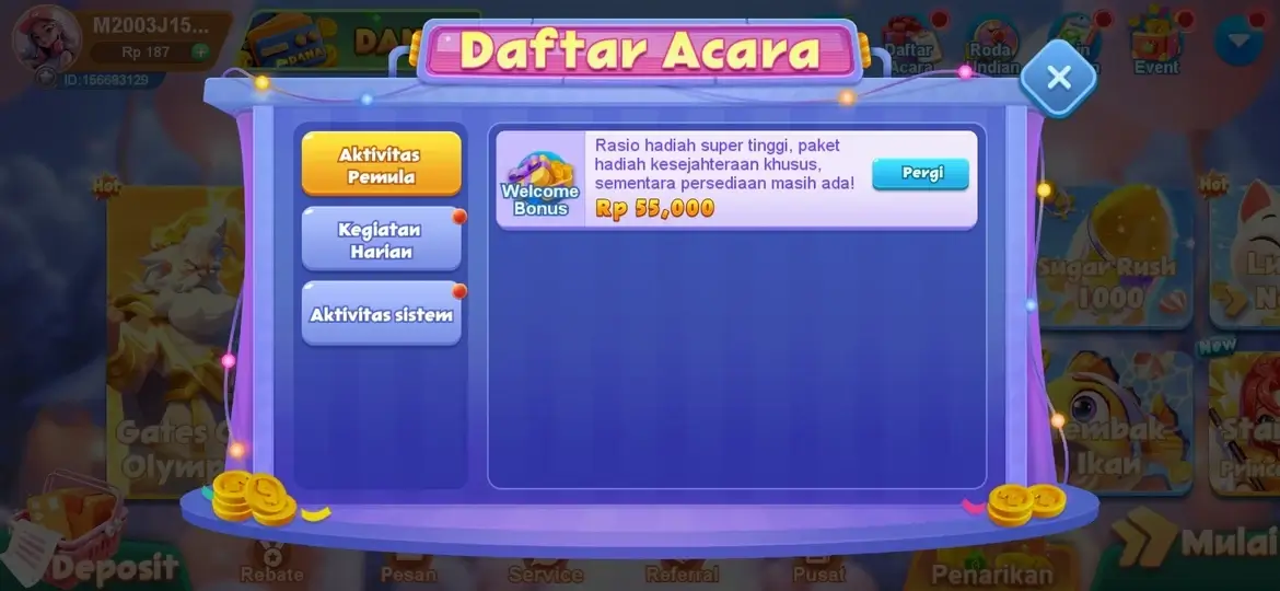 V87 APK - Daftar Acara dan Welcome Bonus